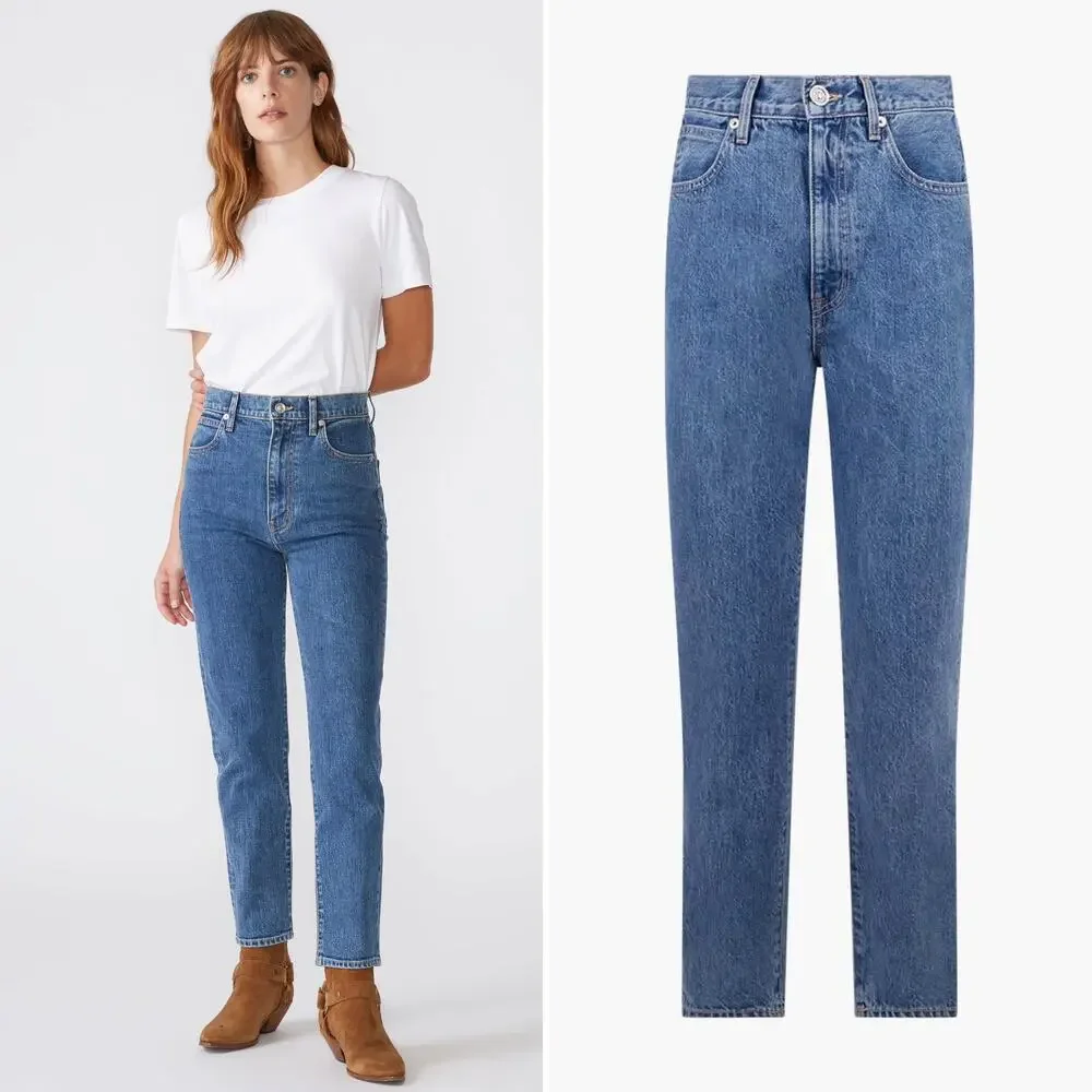 SLVRLAKE Beatnik High Rise Jeans Pacific Size 26 Mid Blue Wash Rigid Denim Ankle